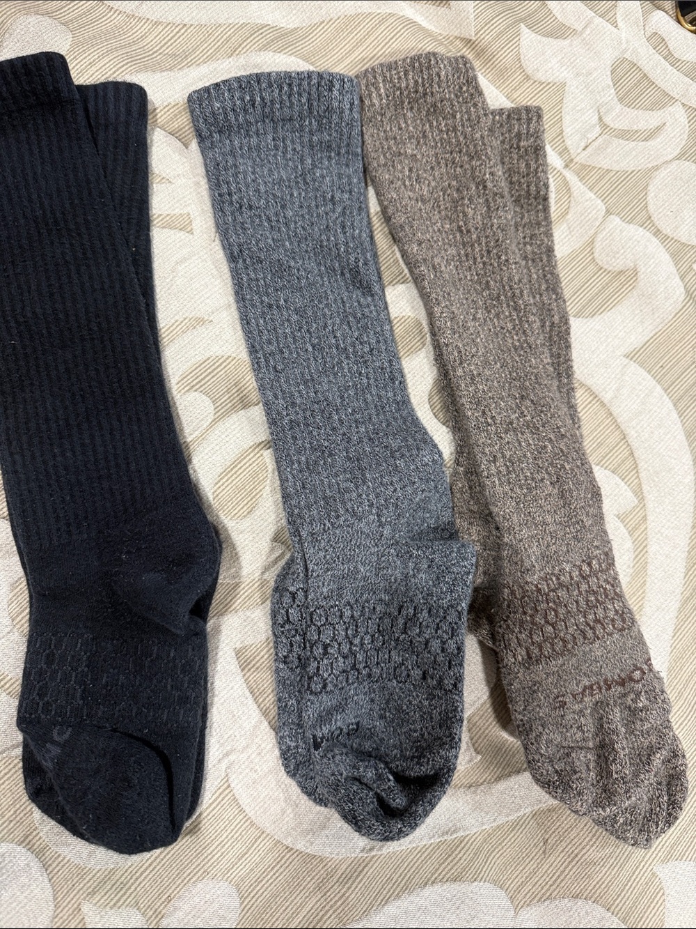 Bombas Women's Casual Crew Socks in Black, Gray, Brown 3 pairs